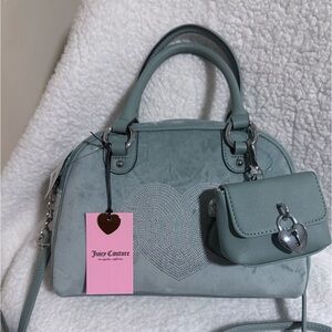 NWT Juicy Couture Queen Couture Satchel in Sage w/ Mini Bag